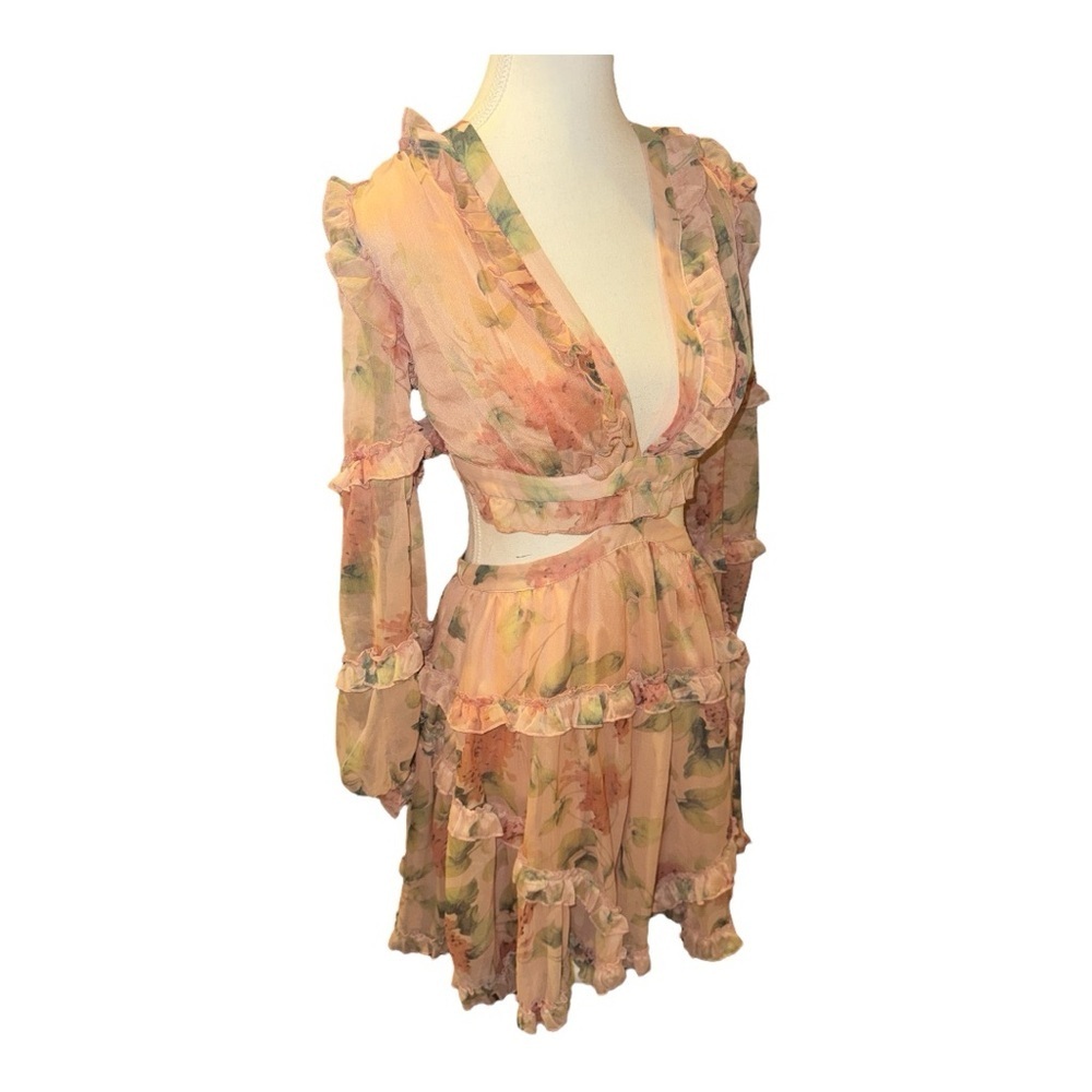 Vici Peach Floral Mini Dress - Picture 3 of 13